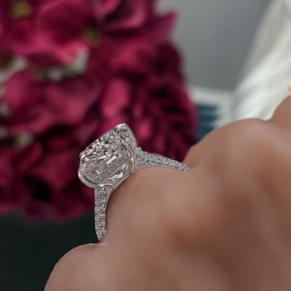 Cushion Cut Lab Grown Diamond Engagement Ring 8.5CT IGI Certified Solitaire elongated cushion large lab diamond anniversary wedding ring