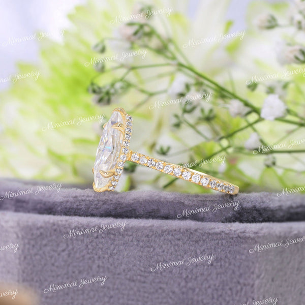 2 CT marquise moissanite engagement ring,hidden halo cathedral ring set,marquise cut solitaire ring,modern unique,anniversary wedding ring