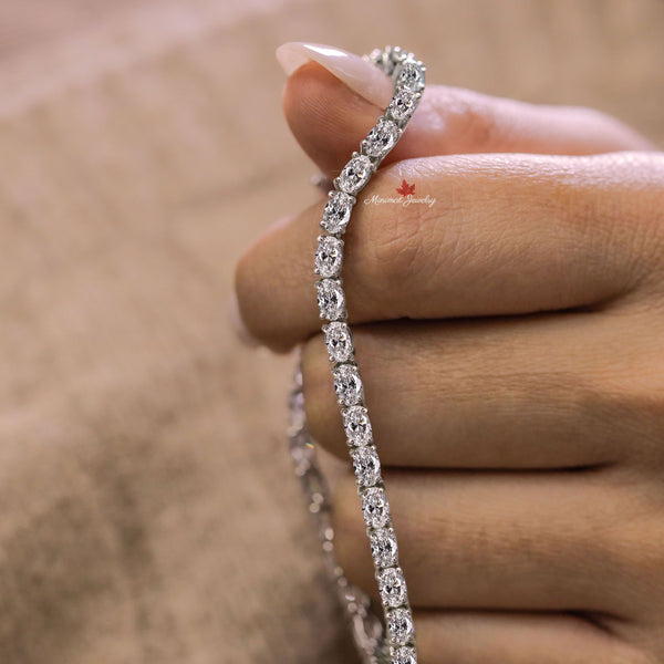 Oval moissanite tennis bracelet,10k/14k solid gold bracelet,eternity luxury,moissanite bracelet,wedding,dainty lab diamond tennis bracelet