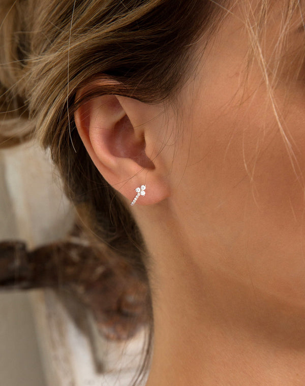 diamond huggie earrings,14k gold,half open huggie hoop earrings,diamond huggies,tiny huggie earrings,ear hugger earrings•Cartilage Earring