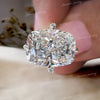 12 CT cushion cut Moissanite engagement ring,hidden halo,Kim Kardashian celebrity style huge elongated cushion,solitaire Cathedral ring