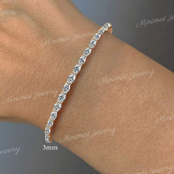 Oval moissanite tennis bracelet,10k/14k solid gold bracelet,eternity luxury,moissanite bracelet,wedding,dainty lab diamond tennis bracelet