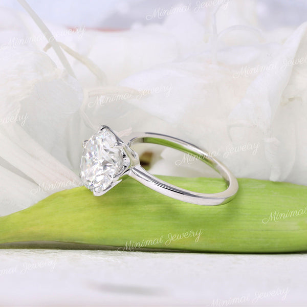 2.5 CT Round Moissanite engagement Ring,solitaire round cut,classic tulip 6 prong,simple engagement ring,14k white gold wedding ring•women