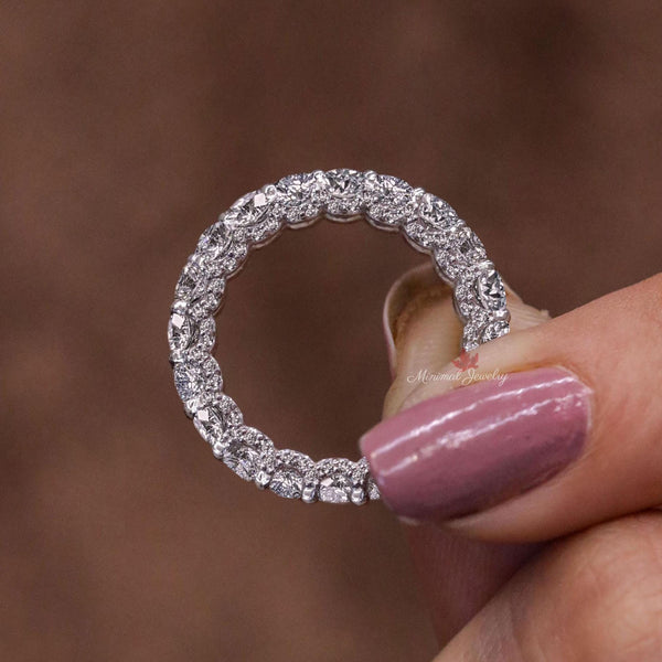 Lab Grown Diamond Oval Eternity Band: 14k Gold Stackable Wedding Ring