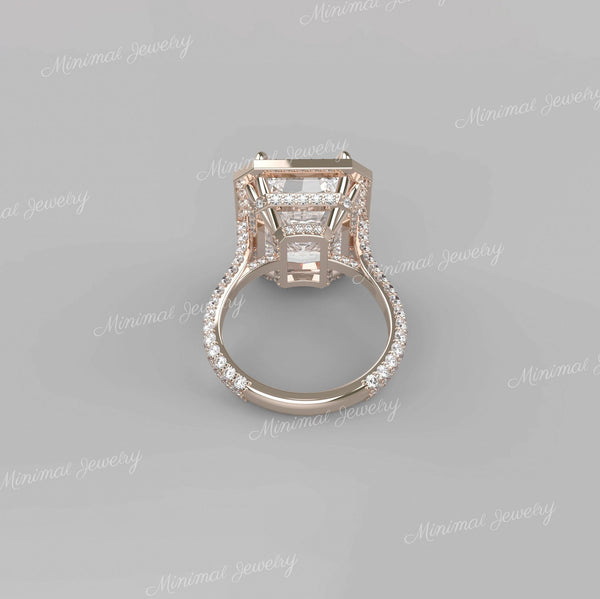 Radiant cut moissanite engagement ring 19CT large crushed ice Radiant Halo ring Statement Wedding ring Anniversary gift big diamond ring