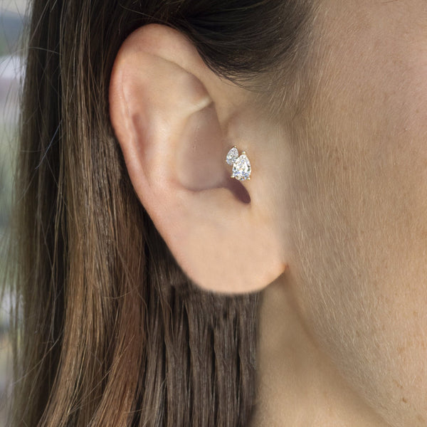 lab grown diamond stud earrings 14k solid gold pear lab diamond earrings & moissanite earrings cartilage earring tiny stud earrings gift her