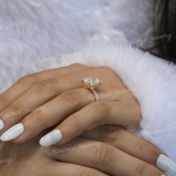 3 CT radiant cut engagement ring,14k rose gold,radiant moissanite,pave prong,hidden halo,solitaire,moissanite engagement ring,wedding ring