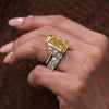 yellow sapphire ring canary cushion cut moissanite ring 20.5CT Three stone large elongated cushion cut engagement ring diamond cocktail ring