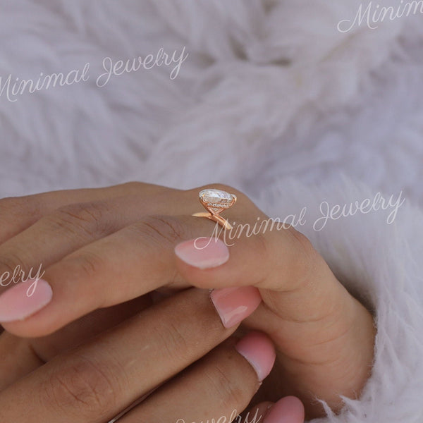 2 CT pear moissanite teardrop ring hidden halo unique pear shaped engagement ring 14k rose gold pear cut promise matching wedding ring set