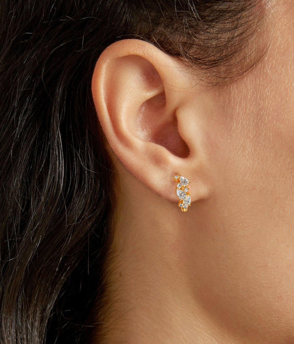 Diamond huggie hoop earrings solid gold hoop earrings small diamond hoops tiny hoop earrings diamond huggie earrings mini cartilage earring