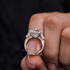 Moissanite Round cut three stone engagement ring 7 CT large Round&baguette moissanite 3 stone engagement ring wedding ring trilogy ring