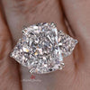 Cushion Cut Moissanite Engagement Ring Side Trillion 6CT Elongated Cushion Moissanite Ring large Three Stone Wedding Ring anniversay ring