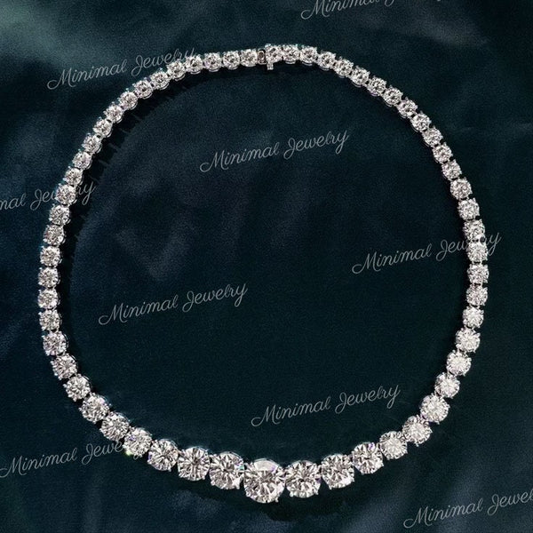 Moissanite Tennis necklace,14k solid gold moissanite necklace,vvs moissanite choker necklace,white gold tennis necklace,tennis choker chain