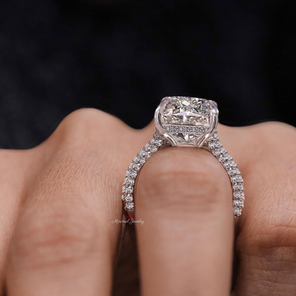 14.5 CT elongated cushion cut moissanite Engagement Ring hidden halo large solitaire 14K Gold Wedding Anniversary Ring Bridal Statement ring