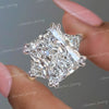 Radiant Cut Moissanite Engagement Ring Three-Stone with Hidden Halo & Side Trillion,9 CT Large Radiant Wedding Ring Women Anniversary Ring