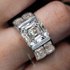 7 CT Asscher cut moissanite engagement ring,Large Moissanite bezel ring eternity wide band engagement ring big diamond cocktail wedding ring