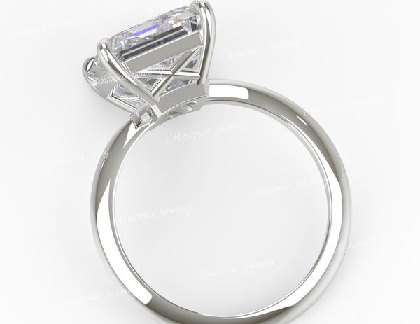 8 CT Large Emerald cut moissanite engagement ring,big solitaire knife edge,celebrity style emerald Moissanite diamond wedding ring for women