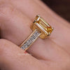 Emerald Cut Yellow Lab Grown Diamond Ring Bezel Set Engagement 5CT IGI Certified diamond Wedding Channel Set Wide Band Anniversary Ring