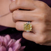 12.5CT Moissanite yellow sapphire ring large Three stone trapezoid&cushion cut engagement ring big canary diamond match sapphire bridal sets