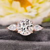 Three stone moissanite ring,2.5 CT Round brilliant engagement ring,14k rose gold,side stone pear&round triple stone ring,wedding ring,women