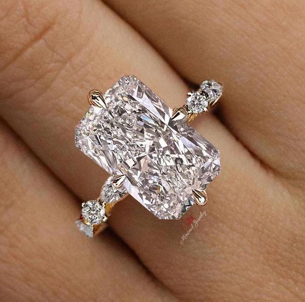 6 CT Radiant moissanite engagement ring hidden halo solitaire large radiant cut wedding ring crushed ice moissanite luxury big diamond ring