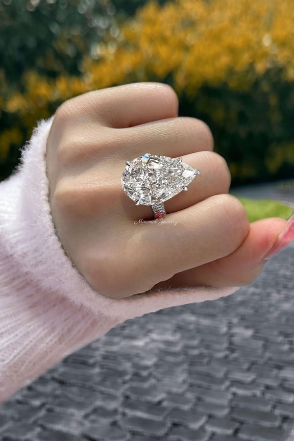 23CT Pear Moissanite Ring Large Statement Wedding Ring for Women pear shaped engagement ring Big Diamond Ring Anniversary Gift Cocktail Ring