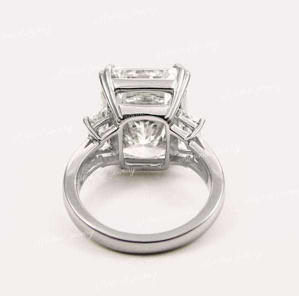 18.5 CT radiant cut engagement ring large three stone moissanite ring celebrity style radiant moissanite big diamond cocktail wedding ring