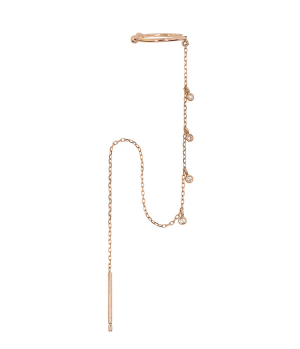 14k gold threader earrings helix chain earring ear cuff chain dangle bar earrings gold chain earrings ear cuff no piercing thread earrings