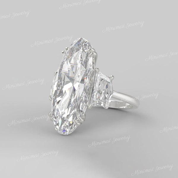 7.2 TCW Oval Moissanite Engagement Ring: White Gold Three Stone wedding ring