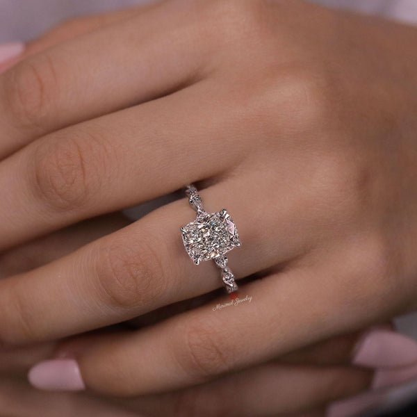 cushion lab grown diamond engagement ring unique solitaire IGI Certified 3 CT elongated cushion cut diamond Wedding Anniversary ring women