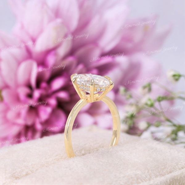 2 CT marquise moissanite engagement ring,hidden halo marquise cut ring,unique marquise solitaire,6 claw prong,bridal wedding ring,women