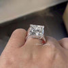 9.5 CT Princess Cut Moissanite Engagement Ring: 14k White Gold Solitaire