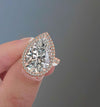 6 CT pear shaped moissanite engagement ring large pear halo ring cathedral ring set pear moissanite wedding ring Teardrop ring diamond ring