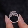Moissanite Round cut three stone engagement ring 7 CT large Round&baguette moissanite 3 stone engagement ring wedding ring trilogy ring