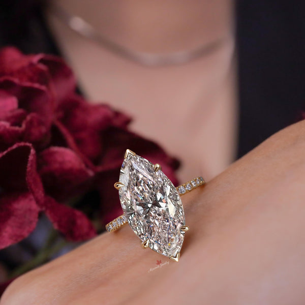 7.5 ct marquise engagement ring big marquise moissanite ring 6 Prong solitaire wedding anniversary ring for women large diamond Bridal Ring