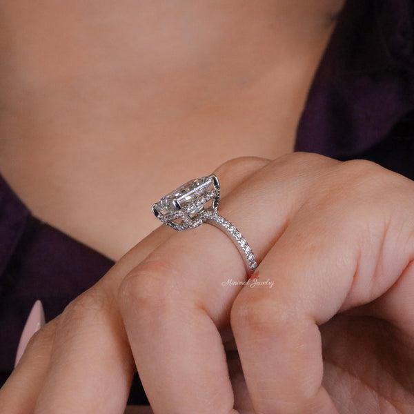 Lab Grown Diamond Ring 4CT Radiant Cut Engagement Ring for Women Hidden Halo IGI Certified diamond Wedding Ring for women promise ring her