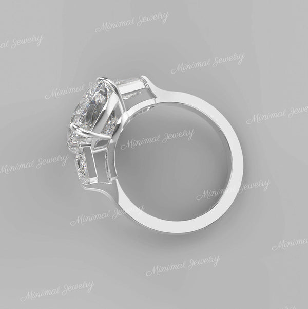 3 stone cushion cut engagement ring 17.2 TCW Shiled&Large elongated cushion cut moissanite engagement ring cocktail Three stone wedding ring