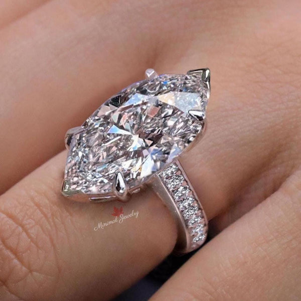 Marquise Moissanite engagement ring 8 CT Large Solitaire marquise Wedding anniversary Ring women gold cathedral big diamond cocktail ring