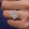 7CT Emerald Cut Moissanite Ring,Three Stone Emerald Cut Engagement Ring,14k gold wedding ring for women,anniversary gift,large diamond ring
