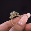 Three stone emerald cut engagement ring 9 CT large emerald cut moissanite ring statement wedding ring women diamond anniversary ring gift