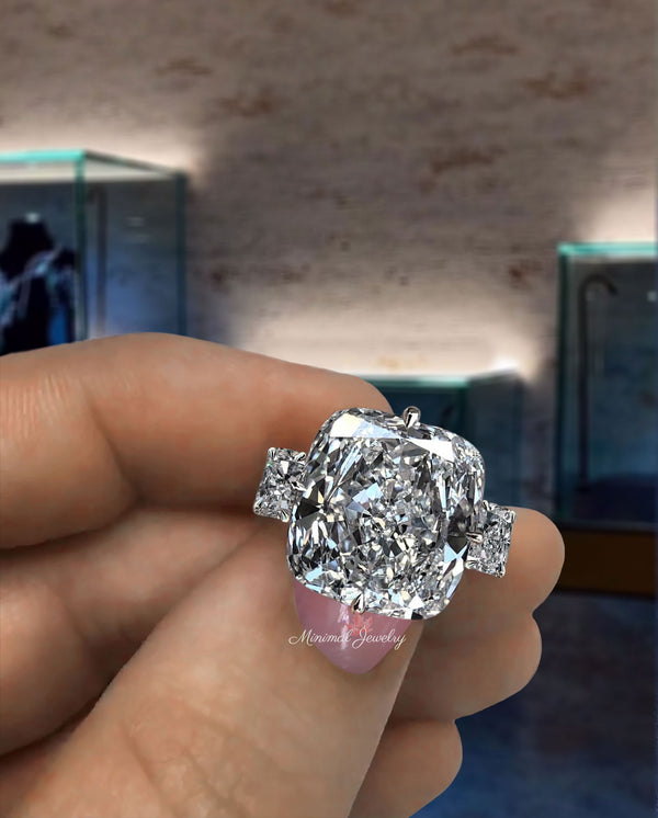 18 CT cushion cut engagement ring crushed ice moissanite eternity wide band large solitaire Wedding Ring,square cushion cut moissanite ring