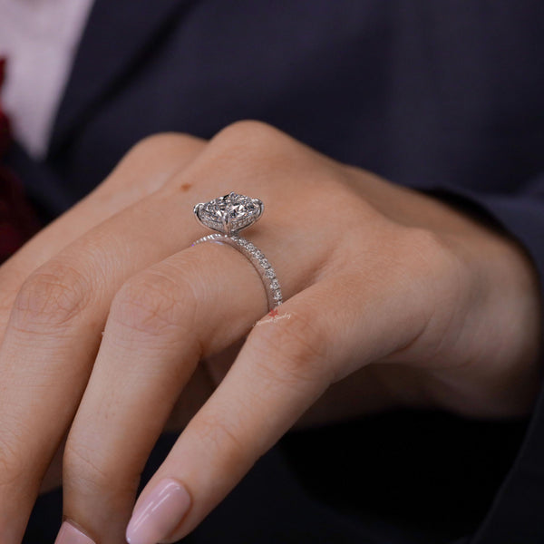 lab grown diamond engagement ring set 3CT elongated cushion cut Lab diamond ring IGI Certified diamond bridal Wedding ring set for women