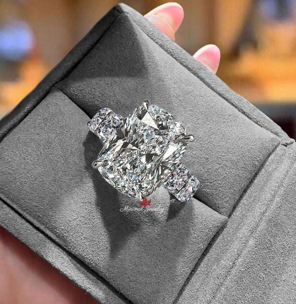 Large moissanite anniversary Ring for women 10.5 CT elongated cushion cut engagement ring wedding Ring 9th- 10th anniversary gift for wife