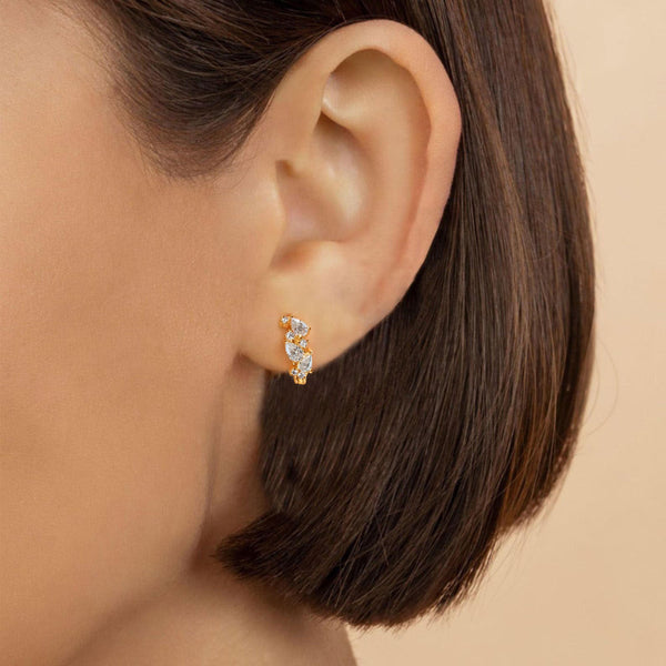 Diamond huggie hoop earrings solid gold hoop earrings small diamond hoops tiny hoop earrings diamond huggie earrings mini cartilage earring