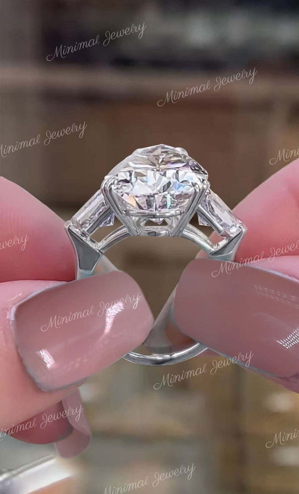 Pear Cut Moissanite Engagement Ring 21.5CT Three Stone pear shaped Wedding Statement Ring Side Shield Large Diamond Anniversary Ring gift