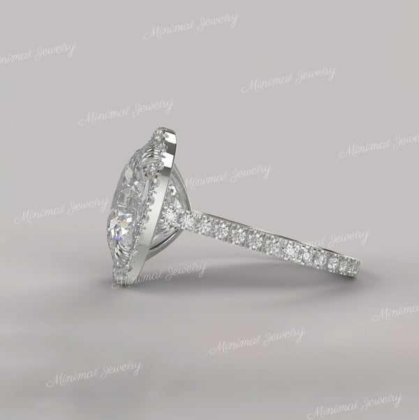 8 CT radiant cut moissanite engagement ring,cathedral Radiant halo ring,luxury celebrity style,large Radiant Moissanite wedding ring women