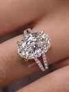 Oval Lab Grown diamond Engagement Ring 5.5CT IGI Certified Hidden Halo Split Shank Cathedral Set Oval Cut Diamond Wedding Ring for Women