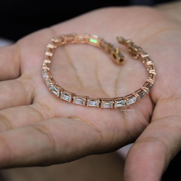 Solid 14k gold Tennis bracelet,emerald moissanite bracelet,yellow,rose,white gold tennis bracelet,dainty lab diamond tennis bracelet,women