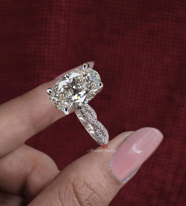 3CT Oval moissanite engagement ring infinity band moissanite solitaire oval engagement ring unique oval cut wedding ring anniversary gift