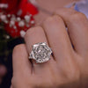 17.5CT cushion cut Moissanite engagement ring Three stone engagement ring Large moissanite diamond cocktail ring big stone ring wedding ring